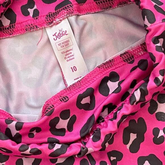 Justice Girls Pink Cheetah Capri Stretch Pants Size 10 Leggings - Picture 2 of 3